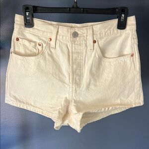 Levi's Cream Jean Shorts with Mid-Rise Fit